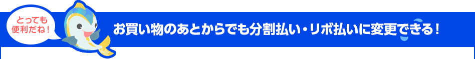 とっても便利だね！ お買い物のあとからでも分割払い・リボ払いに変更できる！